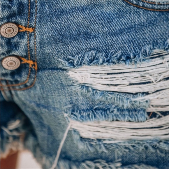 KANCAN Distressed jean denim button fly shorts - Picture 3 of 6